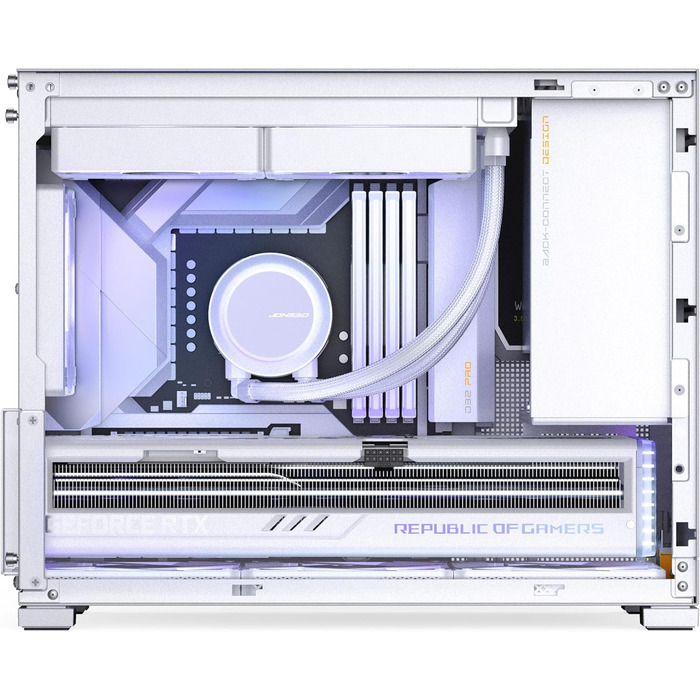 Корпус для ПК Jonsbo D32 PRO білий – компактний mATX з підключенням ззаду, скляна панель, фільтри проти пилу та висока продуктивність охолодження