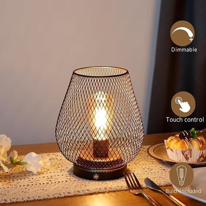 Настільна лампа JHY DESIGN Gold Schwarz: набір з 2 шт. з металу, LED, вінтажний стиль, для спальні, вітальні, вечірки, інтер'єру