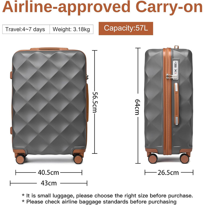 Чемодан British Traveller Hartschalenkoffer Mittelgroß, сірий, 64 x 43 x 26.5 см, ABS + PC, TSA-замок, 4 колеса
