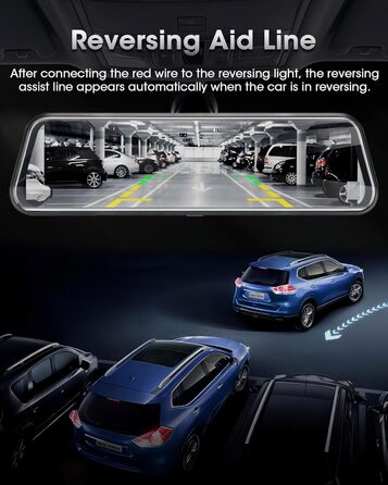 Дзеркало-відеореєстратор з камерою заднього виду Dual 1080P, 10