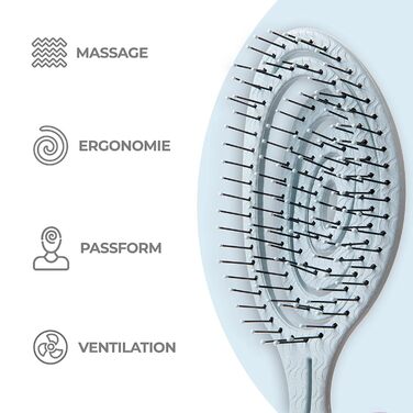 Щітка для волосся Ninabella без заплутування - для жінок та чоловіків - розпушувач для кучерявого та довгого волосся - розпушувальна щітка, щітки для волосся - блакитний, світло-блакитний