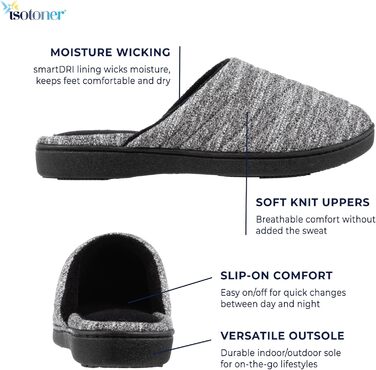 Тапочки-клоги Isotoner Andrea для жінок, Space Knit, фіолетові, 37/38 EU
