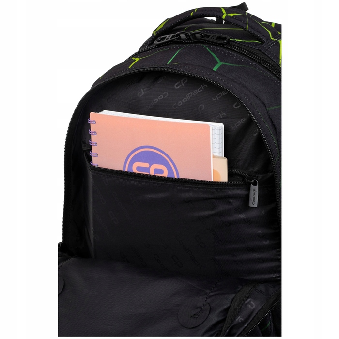 Багатовідсіковий шкільний рюкзак CoolPack, чорний, багатоколірний, зелений, 28 л