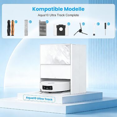 Комплект аксесуарів TriCut для роботів-пилосогів Dreame L10s Ultra, L50 Ultra, X40 Ultra, L40 Ultra, X40 Master, Mova P50 Pro Ultra: 6 пилозбірників, 4 бічні щітки, 4 серветки для вологого прибирання, 4 фільтри, 1 основна щітка