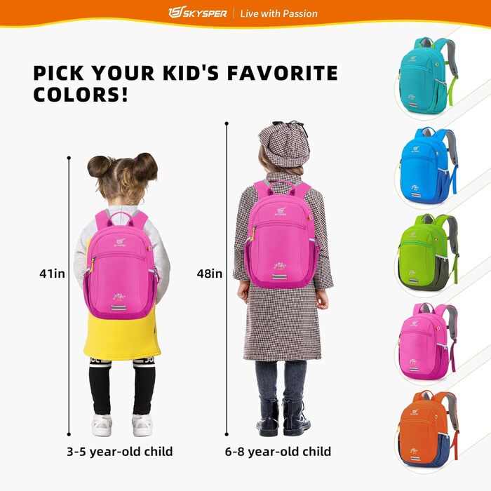 Дитячий рюкзак SKYSPER 10L для хлопчиків та дівчаток, рожевий, з нагрудним ременем