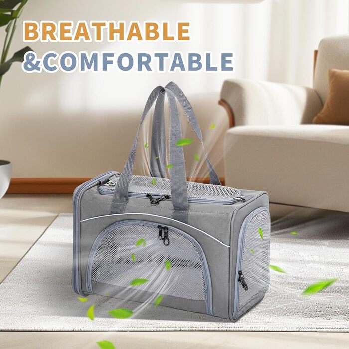 Транспортна сумка Petsfit для котів та собак | Авіапереліт, авто, поїзд | Сіра, Small