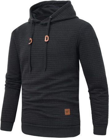 Чоловіча толстовка Tanozer з капюшоном, довгий рукав, в клітинку, чорний (XL)