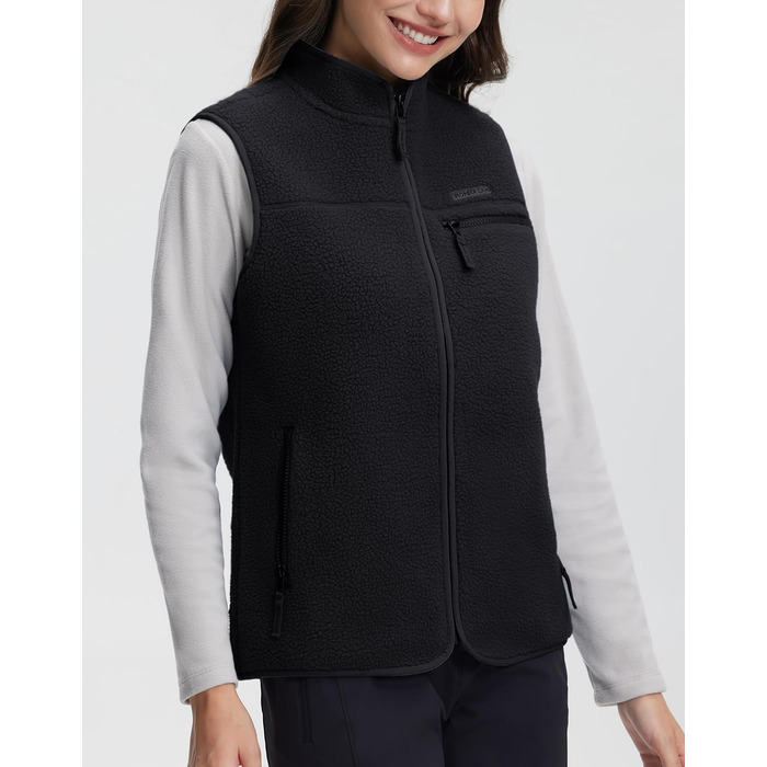 Флісова жилетка Pioneer Camp для жінок – тепла флісова жилетка з коміром та блискавкою для осені, походів, кемпінгу (Чорний, M)