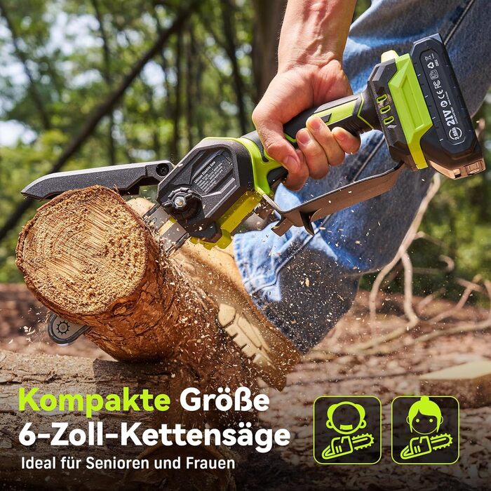 Акумуляторна міні-пила Supstable S3 Lite-green: 6-дюймова ручна електрична пила для гілок та дерева