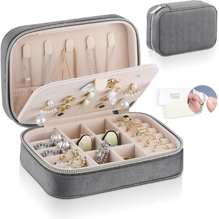 Скринька для прикрас Firelex: компактний органайзер для зберігання ювелірних виробів, сірий колір