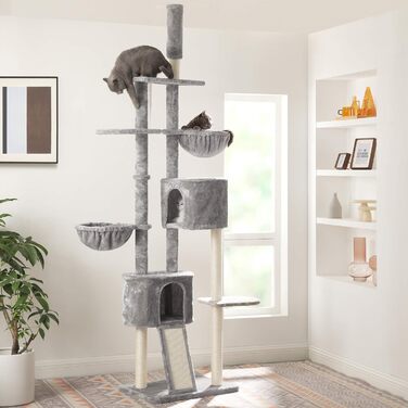 Дряпка для котів Feandrea, кігтеточка, 2.4-2.6 м, світло-сіра, PCT110W01