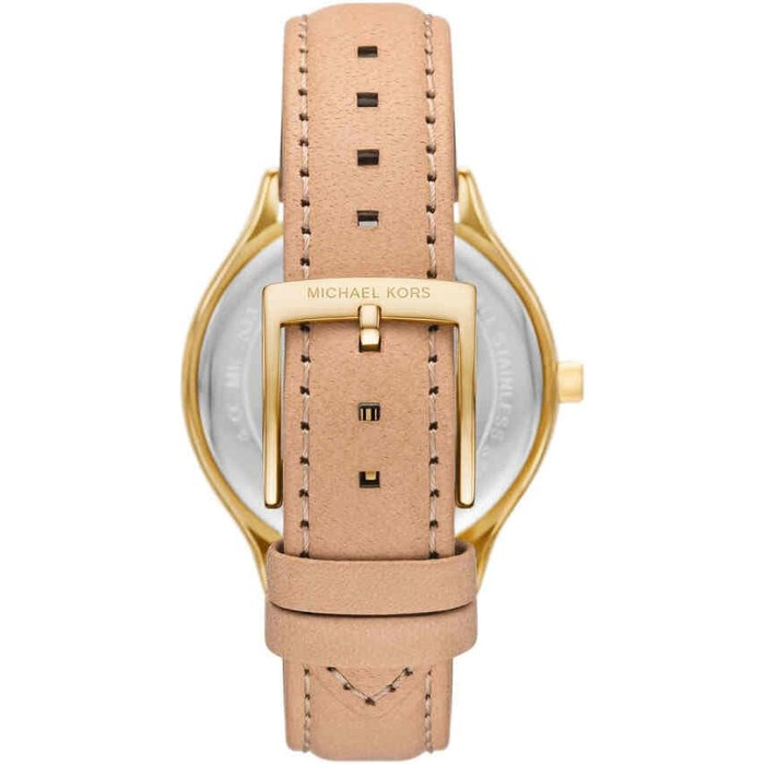 Жіночий годинник Michael Kors Slim Runway кварцовий, 38 мм, з бежевим шкіряним ремінцем