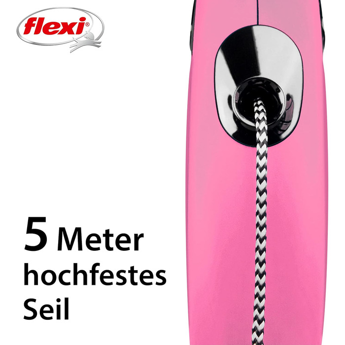 Рулетка для собак Flexi Classic S, 5 м, рожева (до 12 кг)
