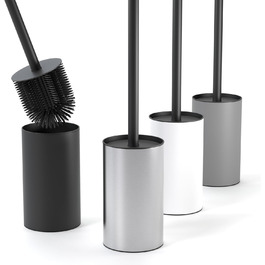 Торцева щітка для унітазу SAVEGA з нержавіючої сталі та захистом від бризок - сучасний дизайн, сріблястий колір