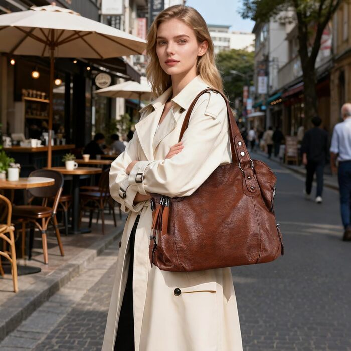 Сумка жіноча VINBAGGE з PU шкіри, шопер, коричнева (G-braun) для офісу та на кожен день