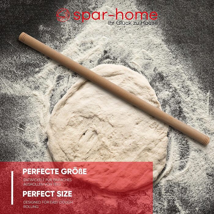 spar-home Turkish Rolling Pin - Traditional Dough Roller Made of Beechwood Handmade Wooden Rolling Pin Oklava (3er_60cm)
