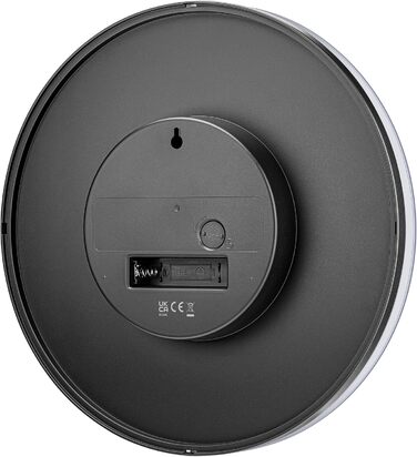 Braun Classic Analog Wall Clock with Silent Quartz Movement, Easy to Read, 23 cm Diameter in Black, Model BC26B.