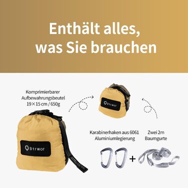 Гамак для відпочинку на відкритому повітрі на 2 особи | Міцний гамак з навантаженням до 300 кг | Подвійний гамак з комплектом кріплень | Наметний гамак з нейлону для подорожей | 290x170 см (жовтий, у вигляді кленового листка)