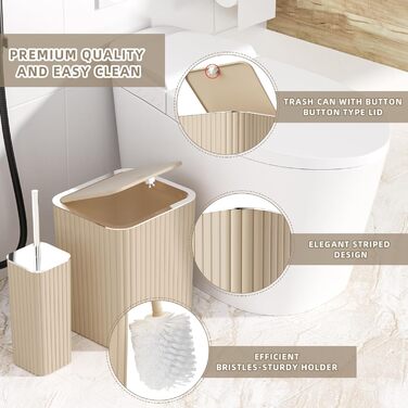 Набір аксесуарів для ванної кімнати: 10 предметів, зелений колір, WC-щітка, сміттєвий бак, золоті акценти