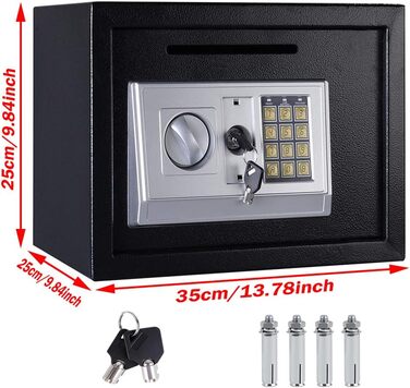 Електронний сейф Klein Tresor: водонепроникний, з цифровим замком та 2 ключами. Об'єм 4.6L, сірий. Підходить для зброї, боєприпасів, грошей, ювелірних виробів та документів.