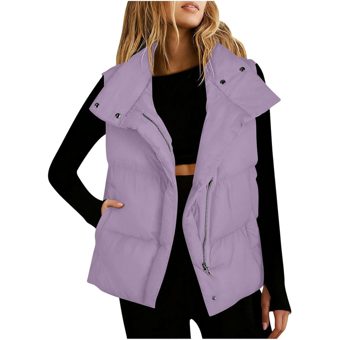 Жіноча куртка з пухом, легка, на блискавці, класична модель, тепла, для осені та зими, оверсайз (XL, світло-фіолетовий)
