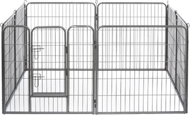 Lionto Вольєр для цуценят та дрібних тварин, 80x80 см, розширюваний вольєр для собак, вольєр для собак у квартиру/сад, з дверцятами та замком, стійкий до погодних умов, 8 елементів