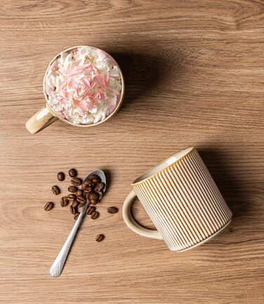 Набір посуду GBhome з реактивної глазурі для 6 осіб, 18 предметів: тарілки, миски, чашки (капучино), ручна робота, кераміка, безпечний для мікрохвильової печі та посудомийної машини