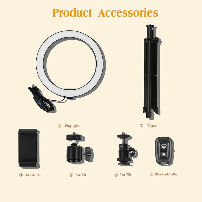 Ring Light AIXPI 10 з регулюванням яскравості, штативом та тримачем для телефону – для YouTube, фото та відео