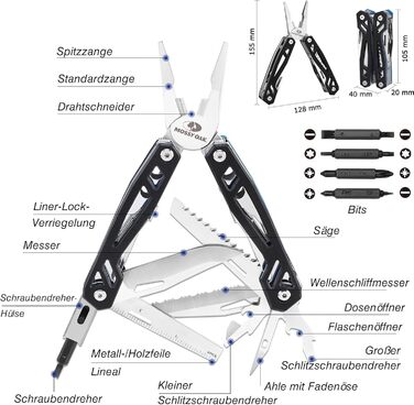 Мультитул Mossy Oak 21 в 1 з плоскогубцями та складаним ножем для кемпінгу, туризму та ремонту, з G10-ручкою та сумкою