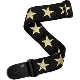 Ремінь для гітари D'Addario Planet Waves 50E08 з нейлону, Retro Classic Collection, довжина 1450 мм, ширина 50 мм (золота зірка)