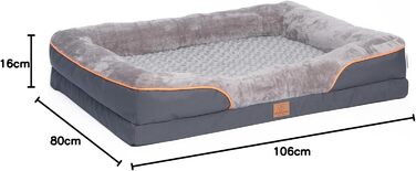 Ортопедичне ліжко для собак, пухнасте софа з знімним покриттям, сірий колір, 71 x 58 x 16 см (XXL)