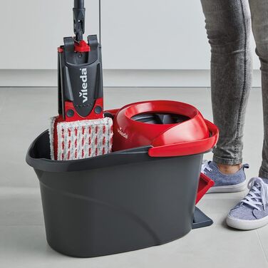 Vileda Ultramax Turbo 2in1: Набір для миття підлоги з відром та мікрофіброю | Телескопічна ручка (75–130 см), система віджиму, для плитки, ламінату та паркету | Еко-упаковка