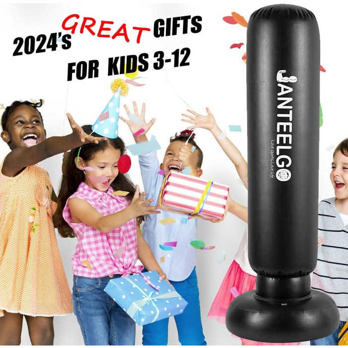 Надувний боксерський мішок для дітей JanTeelGO 150 см з боксерськими рукавичками. Ідеально для карате, тхеквондо, MMA. Подарунок для хлопчиків та дівчаток 3-12 років