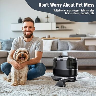 Апарат для чищення м'яких меблів та килимів 600W, 22kPa, для дому та авто, чорний