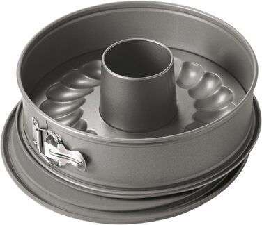 Kaiser La Forme Springform with flat and tube bottom 28 cm, 2 bases, round baking pan, leak-proof, non-stick coated, grey