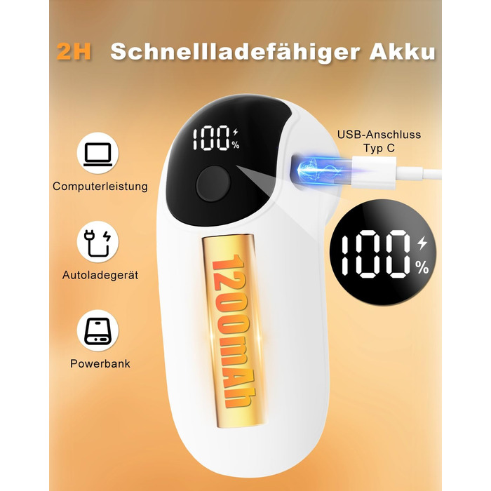 Електричний видалення ворсу для одягу, меблів та текстилю - портативний бездротовий пристрій з LED-дисплеєм та 3 рівнями налаштування
