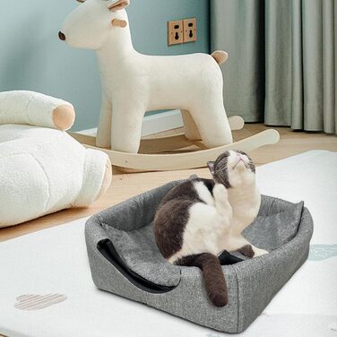 Кіт-будиночок Katzenhöhle для дому з подушкою, складаний, миючий, зручний, сірий, 40x40x35 см