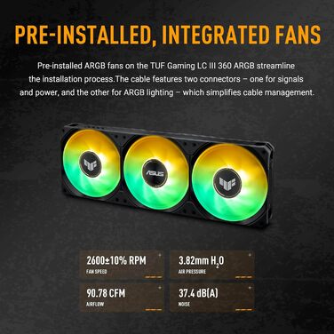 ASUS TUF Gaming LC III 360 ARGB - водяне охолодження CPU з RGB підсвічуванням, 360 мм, для Intel LGA 1851/1700/1200 та AMD AM5/AM4