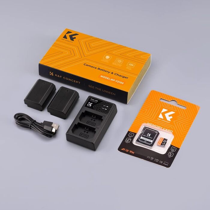 Запасний акумулятор K&F Concept NP-FZ100 (2 шт.) 2280mAh з USB зарядним пристроєм для камер Sony Alpha 9, A9R, A9S, A7RIII, A7 III, A7RIV, ZV-E10ii