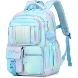 Рюкзак для дівчинки Tanou - шкільний ранець для 1-4 класів, дихаючий, водовідштовхуючий, нейлон, блакитний