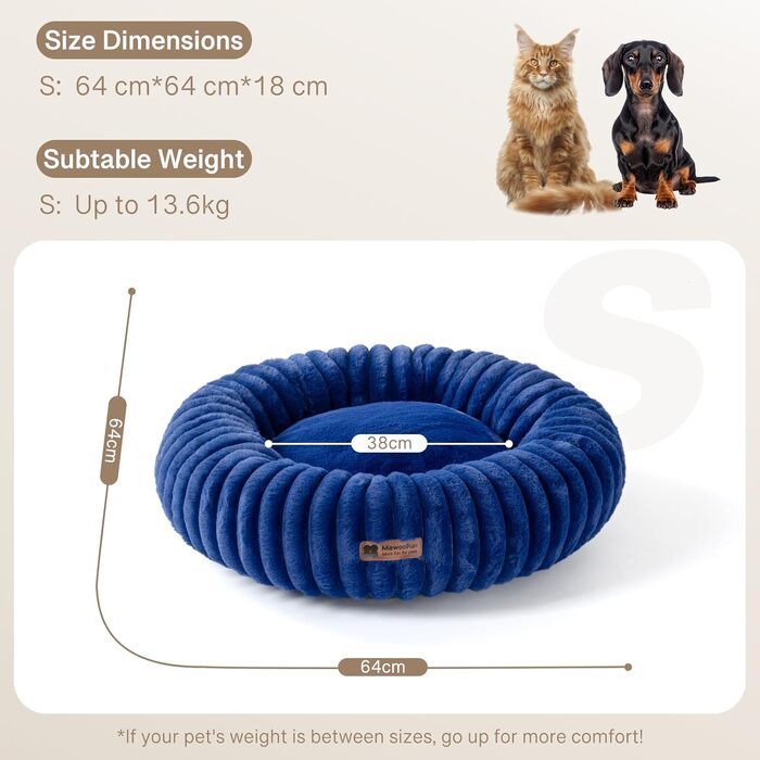Кругле лежанка для собак MEWOOFUN, м'яке ліжко для маленьких собак та цуценят, 64x64x18 см, колір морський блакитний