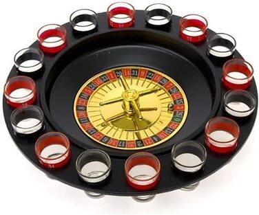 Рулетка для пиття Shot Glass Roulette набір 16 предметів, пластик, червоно-чорний
