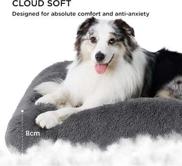 М'яке ліжко для собак BEDSURE великих порід - 104x69x8 см, миється, з антиковзною основою, темно-сірий
