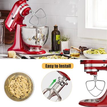 Плоска насадка-збивач з нержавіючої сталі для міксера KitchenAid 4.5-5 л з відкидною головкою і підйомною чашею, для тіста, випічки, макаронів, можна мити в посудомийній машині