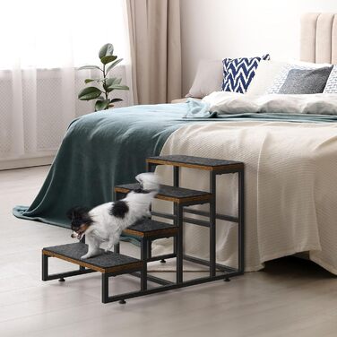 Сходинка для тварин до вікна, багатоярусне ліжко для собак зі сходинками, 4-ступенева сходинка для високих ліжок для маленьких собак і котів (Коричнева, 4 сходинки)
