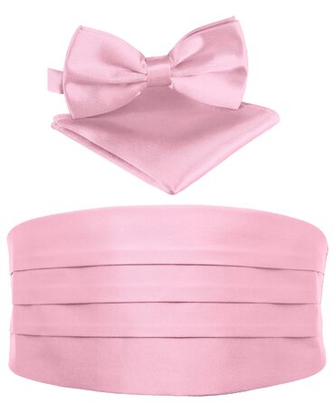 Комплект підтяжок та краватки-метелика з нагрудною хусткою для смокінга, рожевий – 3 шт.