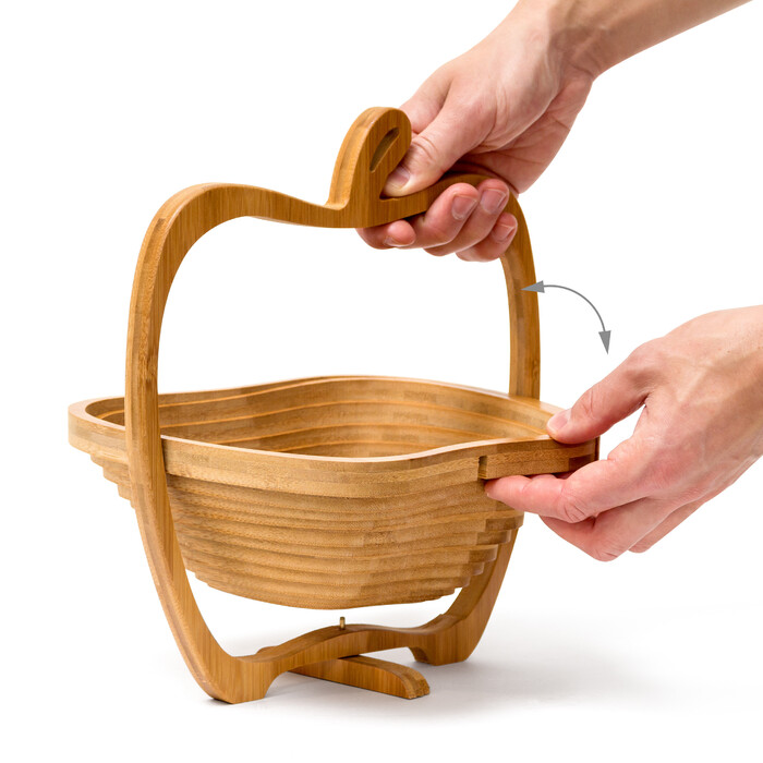 Relaxdays Collapsible Apple Basket made of Bamboo