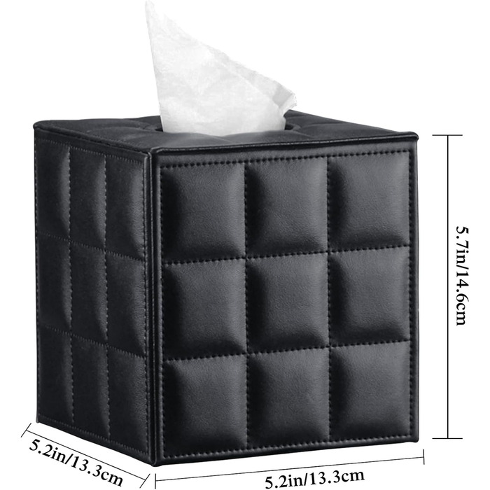 Скляна коробка для серветок прямокутна, чорна в клітинку, для ванної, тумбочки, авто, офісу