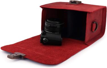 Чохол для камери MegaGear Pebble з натуральної шкіри для беззеркальних, моментальних та DSLR камер (Бургунді)