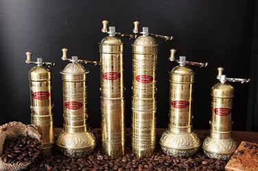Ручний кавомолка Sozen 22,9 см, латунна, регульована, сталеві жорна, портативна, преміум-якість, для кавових зерен